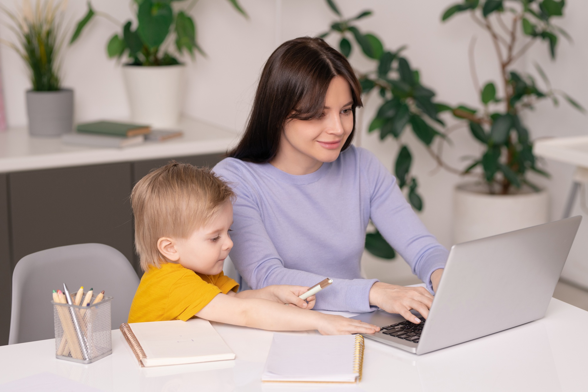 Assisting mother with work